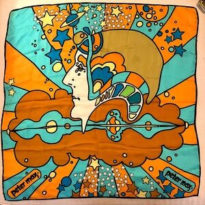 Vintage Peter Max Silk Print Scarf